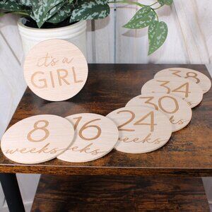 NWOT! Pregnancy/Maternity Wooden Weekly Growth Milestone Discs